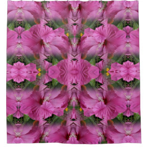 Cortina Para Box Abstrato de Flor de Hibiscus Rosa