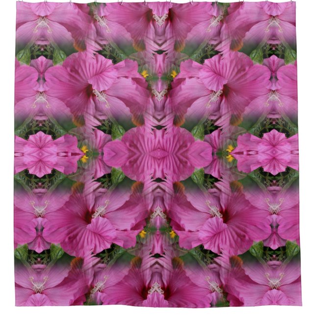 Cortina Para Box Abstrato de Flor de Hibiscus Rosa (Frente)