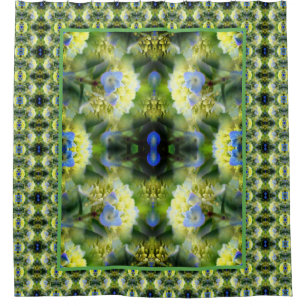 Cortina Para Box Abstrato de Flor de Hydrangea Azul
