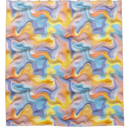 Cortina Para Box Abstrato de Fluido Plástico Pastel