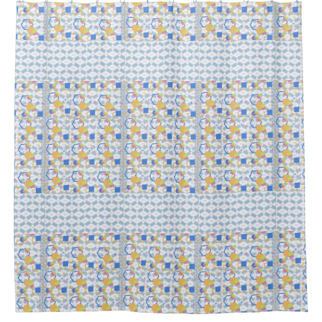 Cortina Para Box Abstrato de hexágono por todo o Impressão (Frente)