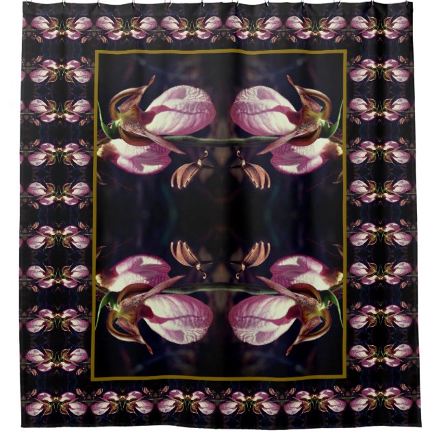 Cortina Para Box Abstrato de Orquídea de Slipper Rosa Selvagem (Frente)