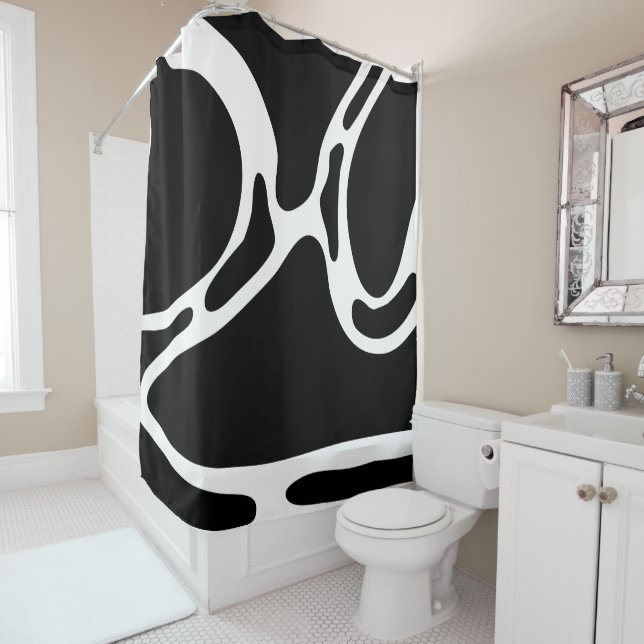 Cortina Para Box Abstrato Doodles Black and White (In Situ)