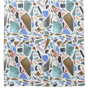 Cortina Para Box Abstrato: fundo branco desenhado à mão.