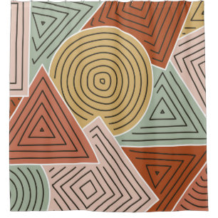 Cortina Para Box Abstrato geométrico e ilustração das linhas p