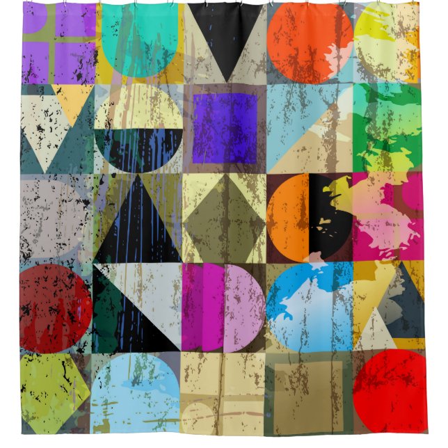 Cortina Para Box Abstrato Geométrico: Traços e Placas (Frente)