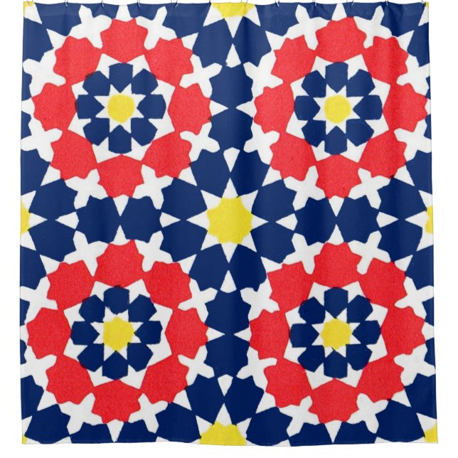 Cortina Para Box abstrato impressão com estrelas e x-es (Frente)