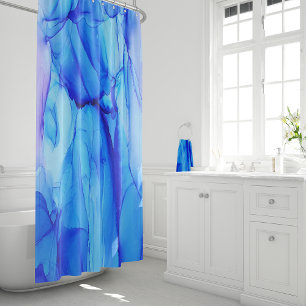Cortina Para Box Abstrato Indígo Azul Roxo,, Contemporâneo