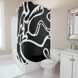 Cortina Para Box Abstrato Landscape Doodles Black and White