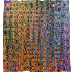 Cortina Para Box Abstrato Laranja e Aqua Retro Boomerang Ondas