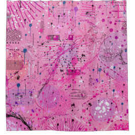 Cortina Para Box Abstrato Maximalista Rosa: Sundae de Framboesa
