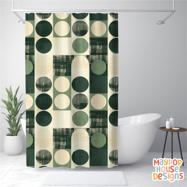 Cortina Para Box Abstrato Moderno do Meio século Retroativo (mid century modern shower curtain bathroom decor)