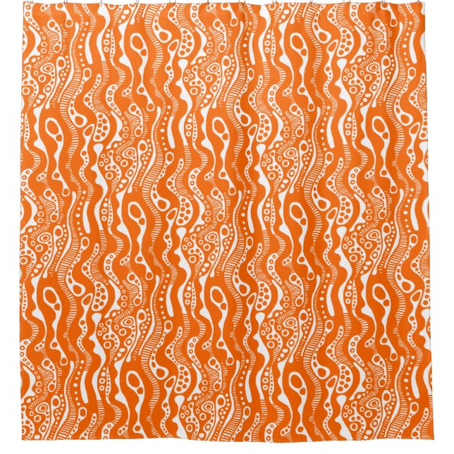 Cortina Para Box Abstrato Pattern 130621 - Laranja e branco (Frente)