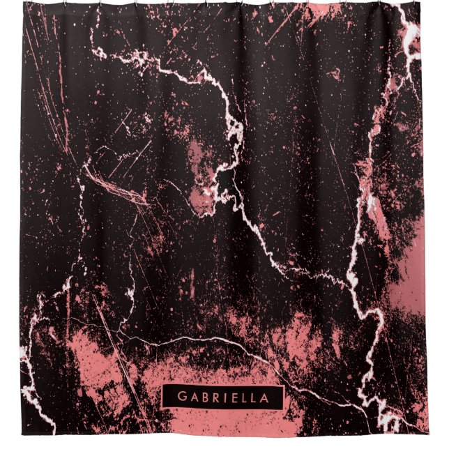 Cortina Para Box Abstrato preto e rosa (Frente)