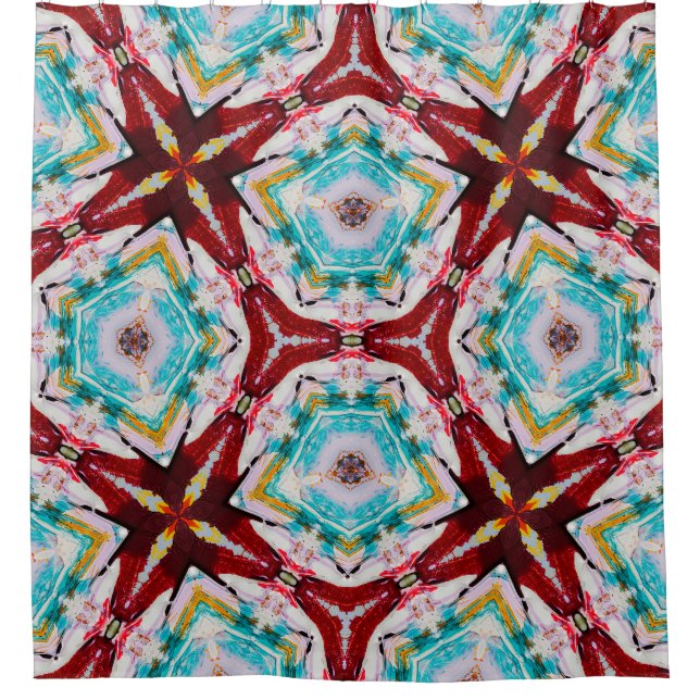 Cortina Para Box Abstrato Red Blue Chá Cortina Amarela (Frente)