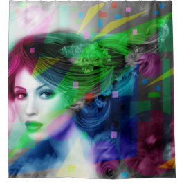 Cortina Para Box Abstrato Retrato da linda mulher