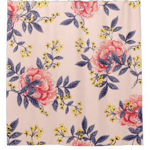 Cortina Para Box Abstrato sem costura com folhas de vindima e 