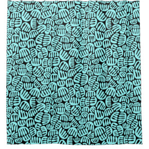 Cortina Para Box Abstrato Shapes 301122 - Azul-gelo em preto
