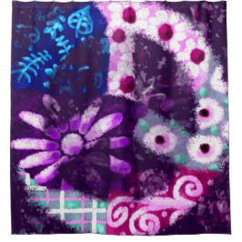 Cortina Para Box Abstrato - Sinal de Paz Hippie Art Purple Azul