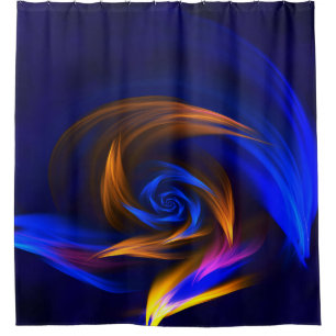 Cortina Para Box Abstrato Vortex Forma Azul Laranja