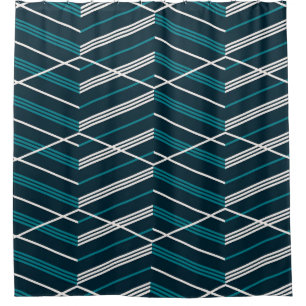 Cortina Para Box Abstrato zigzag: elegante vintage geométrico.