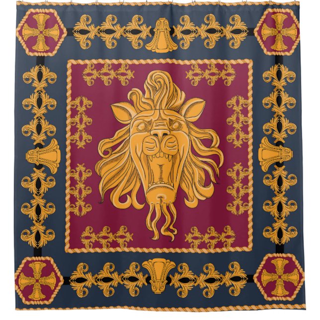 Cortina Para Box Acarpo da cabeça do leão: ouro. (Frente)