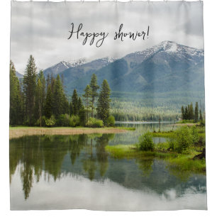 Cortina Para Box Adicione seu texto l chá Feliz Natureza e lago