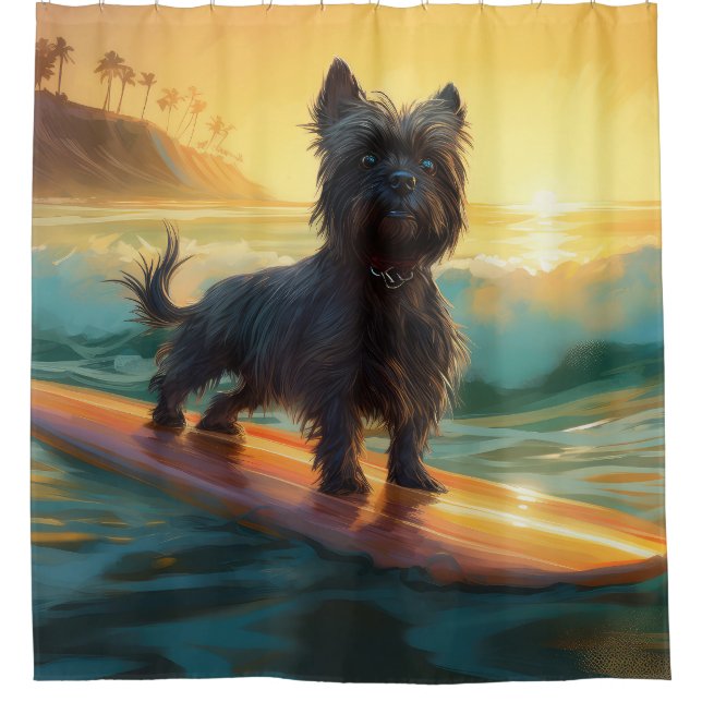 Cortina Para Box Affenpinscher Beach Surfing Painting (Frente)