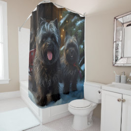 Cortina Para Box Affenpinscher Passeio de Trenó Nevado Decoração de
