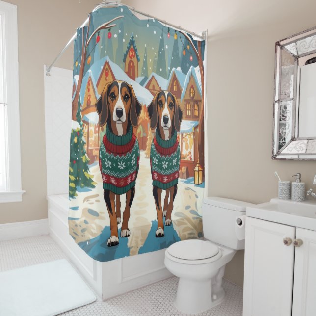 Cortina Para Box Afghan Hound Dogs Christmas Snow Holiday (In Situ)