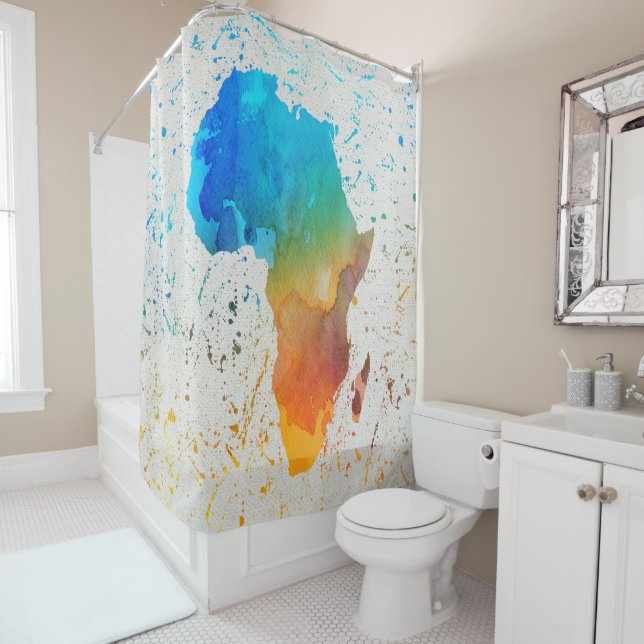 Cortina Para Box África Azul, Laranja e Verde (In Situ)