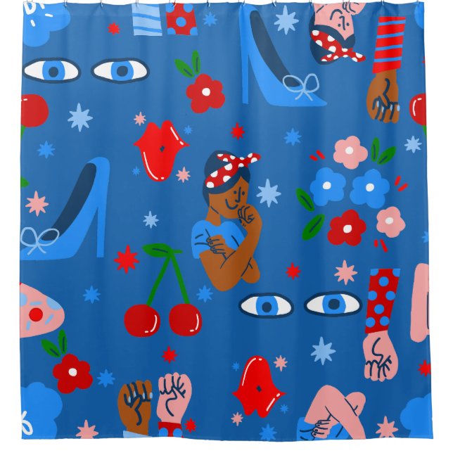 Cortina Para Box african black rosie the riveter rockabilly whimsy (Frente)