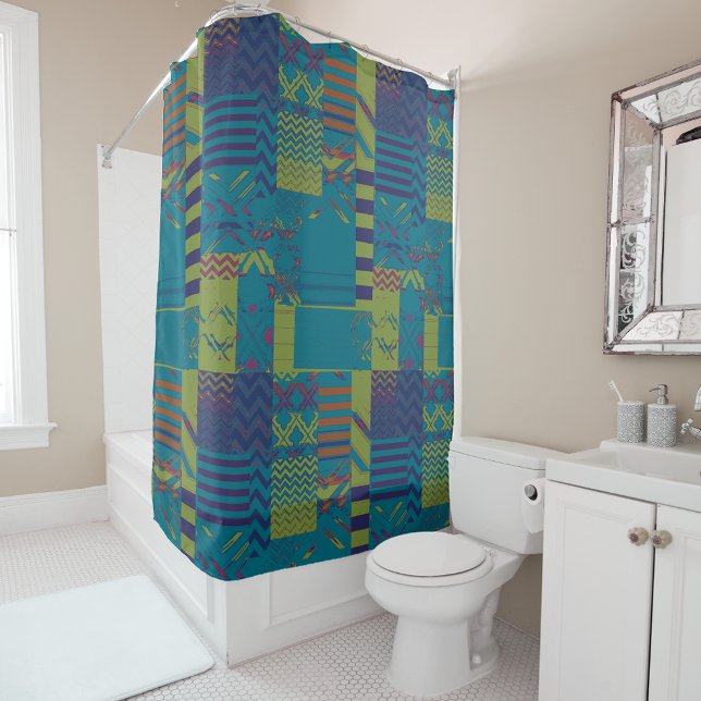 Cortina Para Box Afrocentric Geometric Print Shower Curtain  (Criador carregado)