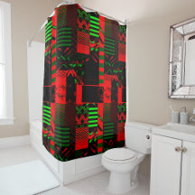Afrocentric Geometric Print Shower Curtain 