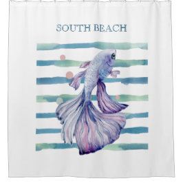 CORTINA PARA BOX ÁGUA COLOR DE ÁGUA VACAÇÃO DE PRAIA DE PEIXES TROP