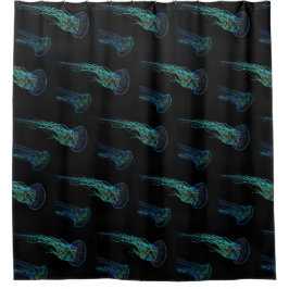 Cortina Para Box Água-viva elétrica, preta e azul-lacrimogêneo.