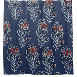 Cortina Para Box Ajrakh Pattern e block impressão Pattern e batik p