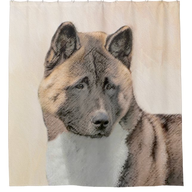 Cortina Para Box Akita Painting - Bela Arte Canina Original (Frente)