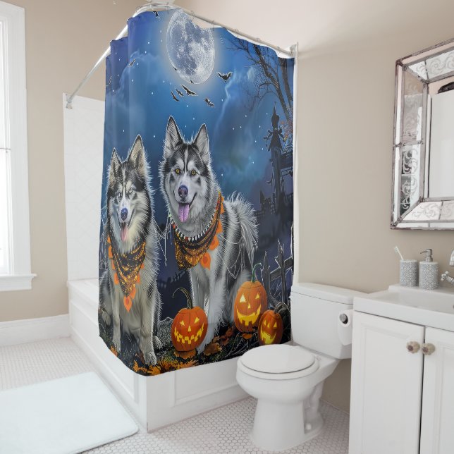 Cortina Para Box Alaskan Malamute Halloween Spooky (In Situ)