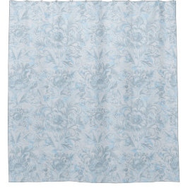 Cortina Para Box Algodão francês Dusty Blue Floral