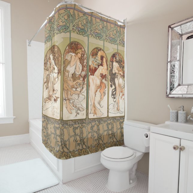 Cortina Para Box Alphonse Mucha Four Seasons 1897 Art Nouveau Panel (In Situ)