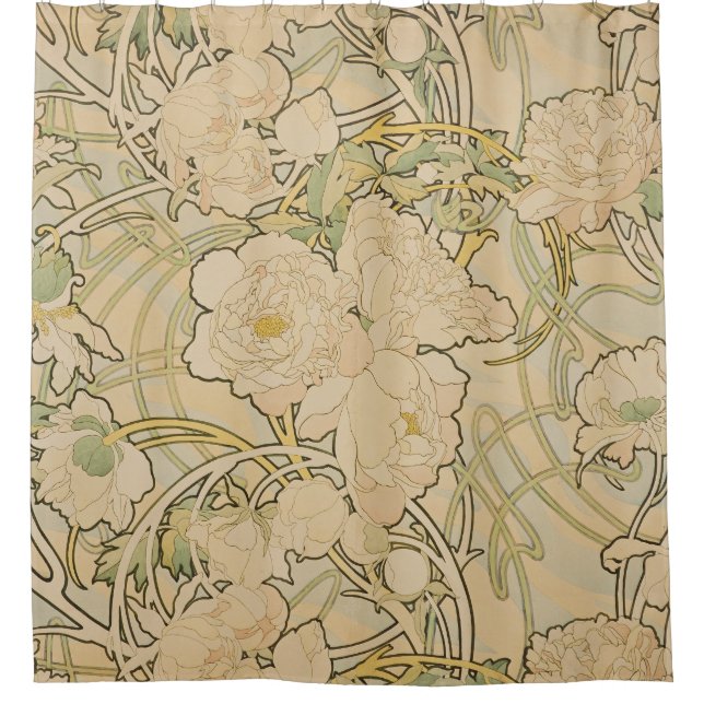 Cortina Para Box Alphonse Mucha - Peonies (Frente)
