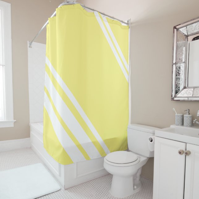 Cortina Para Box Amarelo claro: Linhas modernas em branco (In Situ)