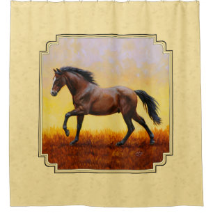 Cortina Para Box Amarelo de Cavalo Escuro em Execução