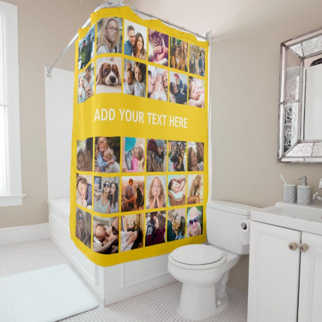Cortina Para Box Amarelo de Colagem de Fotos Moderno 30 (In Situ)