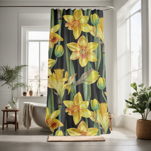 Cortina Para Box Amarelo-floral floral decorativo ocular (Criador carregado)