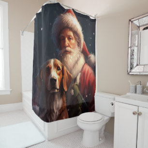 Cortina Para Box American English Foxhound Santa Claus Natal