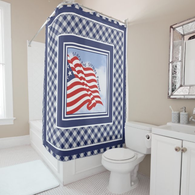 Cortina Para Box American Flag Illustration Red White Blue| Control (In Situ)