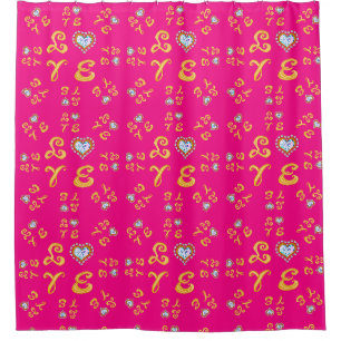 Cortina Para Box AMOR letras tecido douradas Letras Amar cor-de-ros