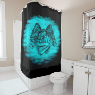 Cortina Para Box Angel Eros in Love, design preto e verde